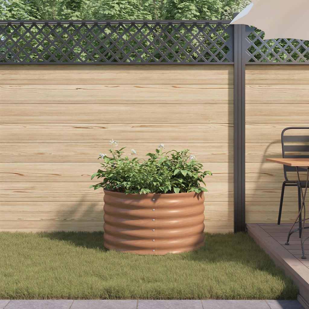 Canteiro de jardim elevado Castanho 80 x 80 x 44 cm Aço