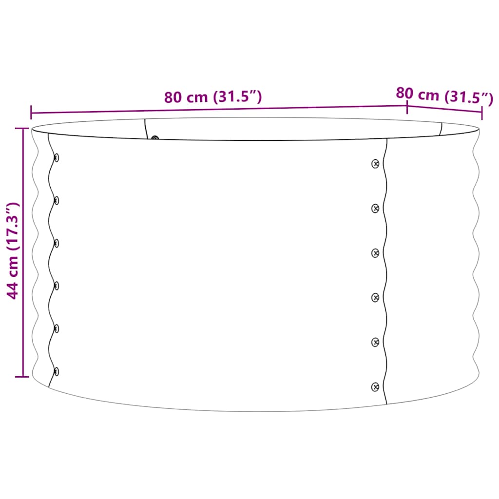 Canteiro de jardim elevado Castanho 80 x 80 x 44 cm Aço
