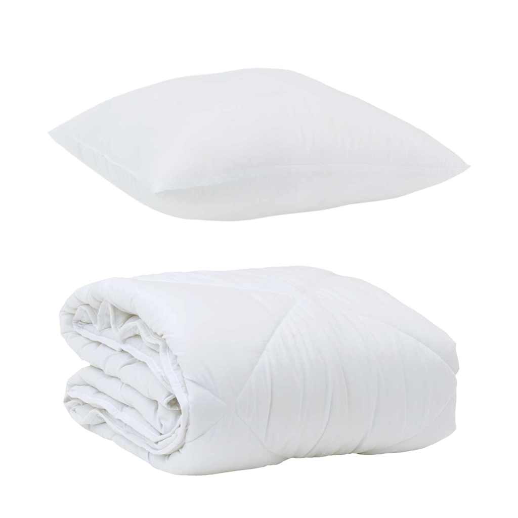 Edredom com Travesseiro com travesseiro 2 pcs Branco Microfibra