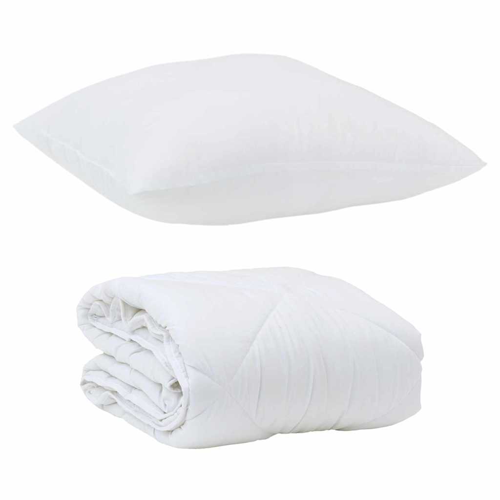 Edredom com Travesseiro com travesseiro 2 pcs Branco Microfibra