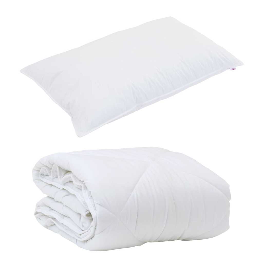 Edredom com Travesseiro com travesseiro 2 pcs Branco Microfibra