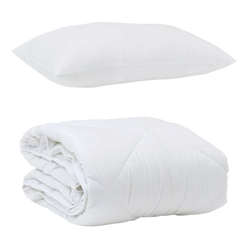 Edredom com Travesseiro com travesseiro 2 pcs Branco Microfibra