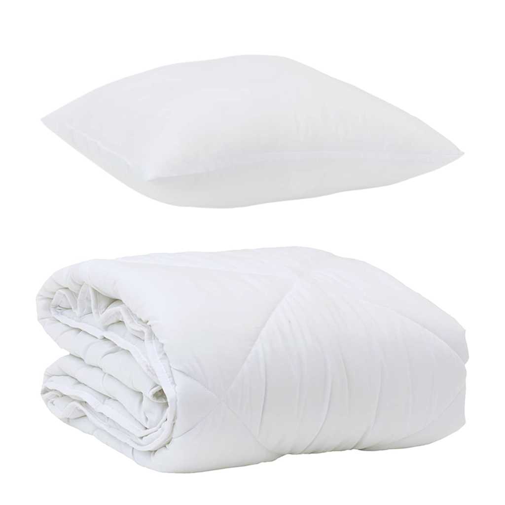 Edredom com Travesseiro com travesseiro 2 pcs Branco Microfibra