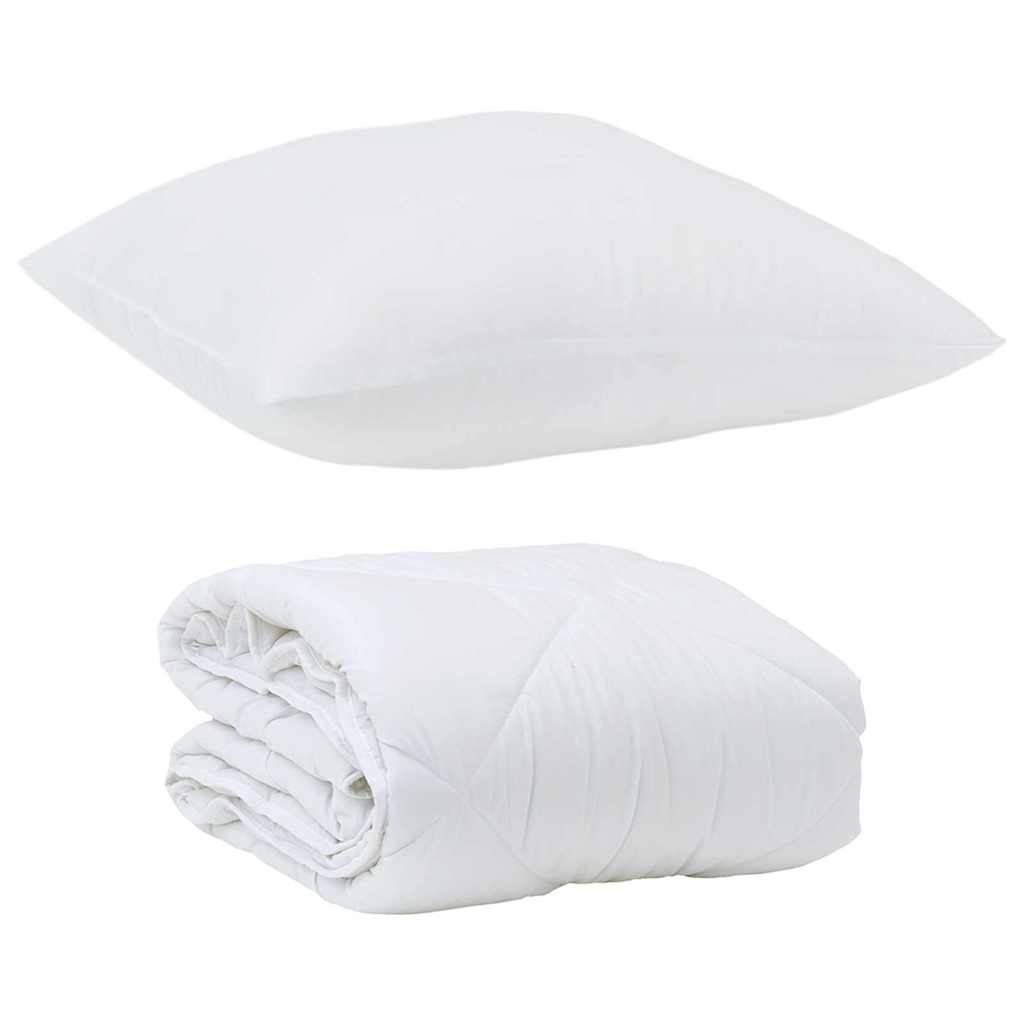 Edredom com Travesseiro com travesseiro 2 pcs Branco Microfibra