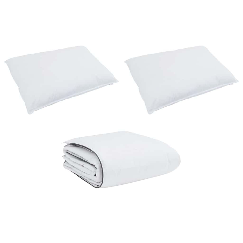 Conjunto de Edredom 3 pcs Branco Microfibra e Algodão