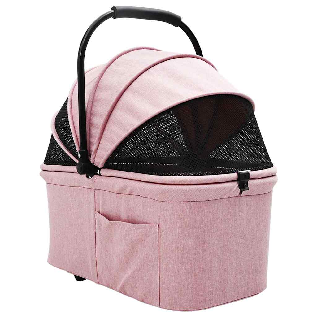 Carrinho de Pet Dobrável Ajustável Rosa 81 x 47 x 99 cm