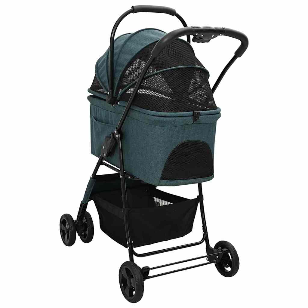 Carrinho de Pet Dobrável Ajustável Verde 81 x 47 x 99 cm