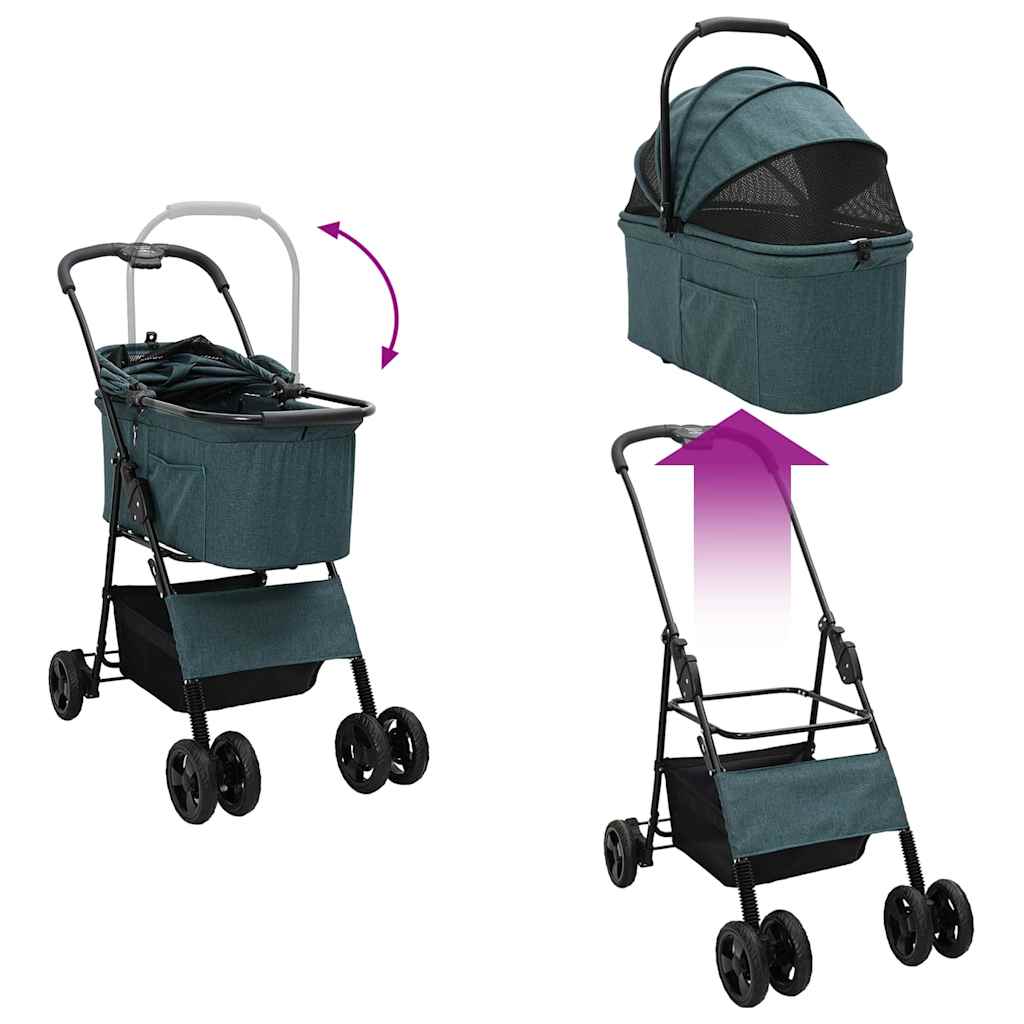 Carrinho de Pet Dobrável Ajustável Verde 81 x 47 x 99 cm