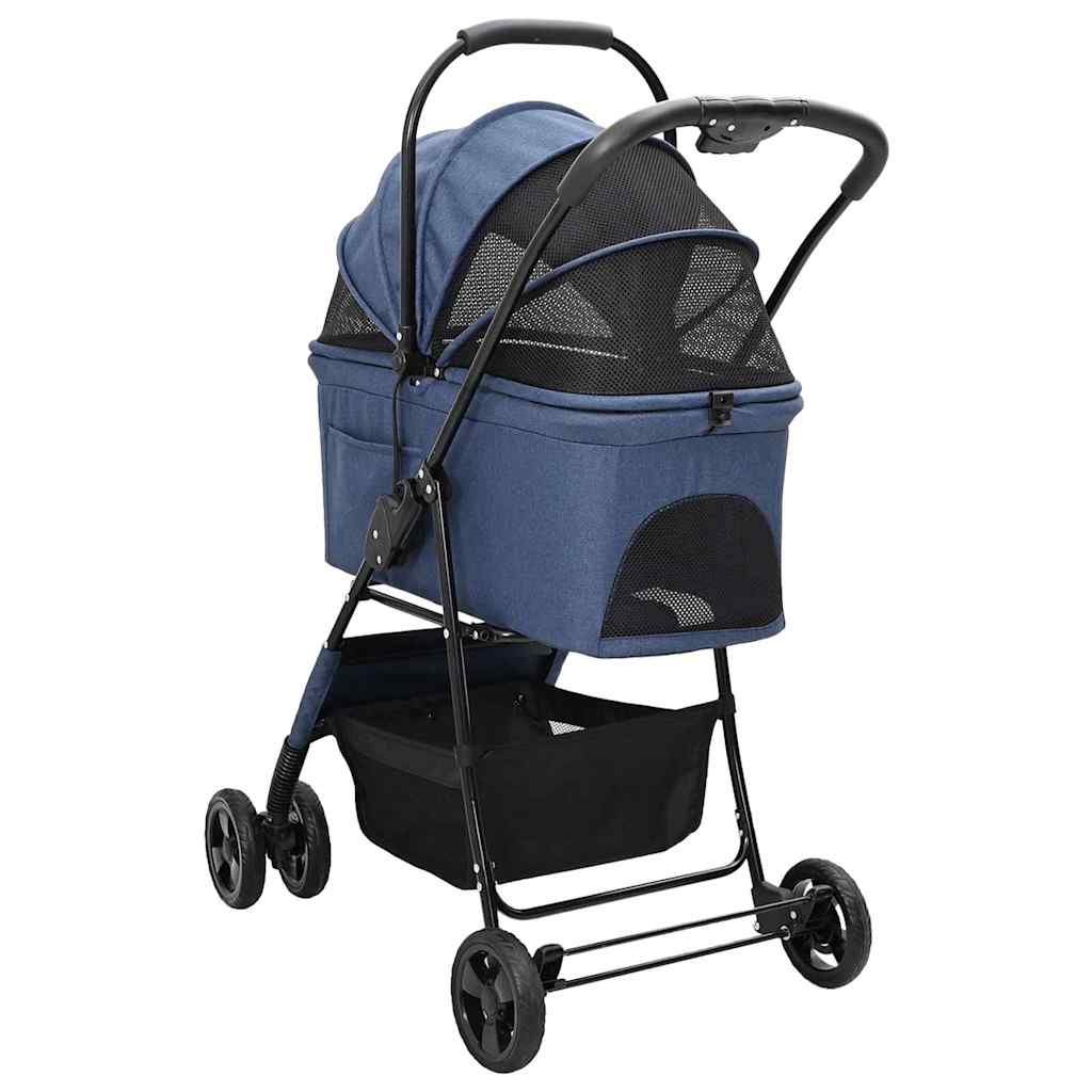 Carrinho de Pet Dobrável Ajustável Azul 81 x 47 x 99 cm