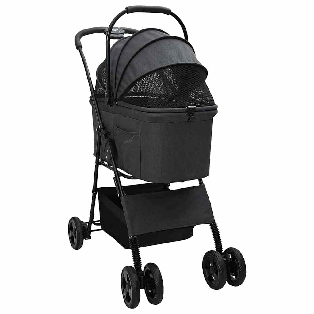 Carrinho de Pet Dobrável Ajustável Preto 81 x 47 x 99 cm