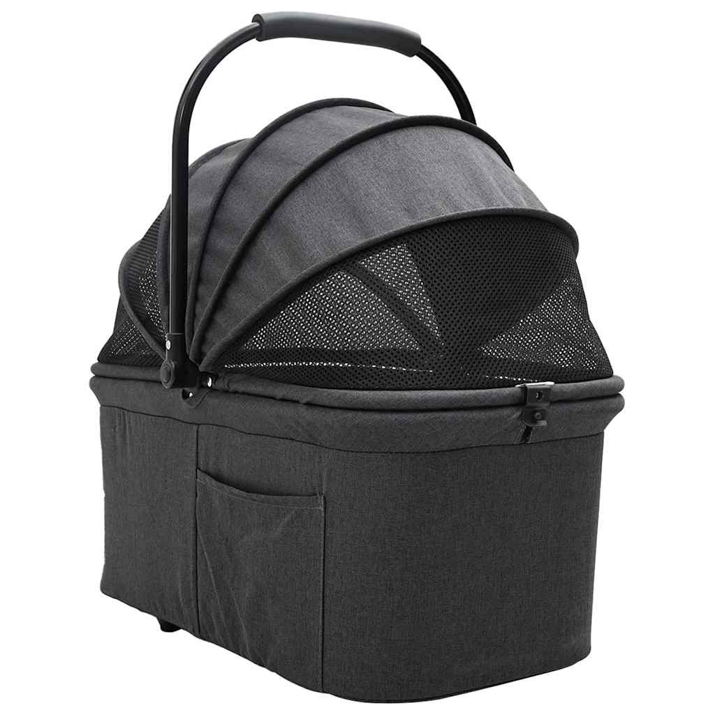 Carrinho de Pet Dobrável Ajustável Preto 81 x 47 x 99 cm