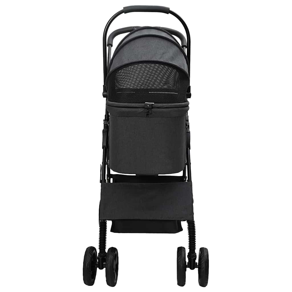 Carrinho de Pet Dobrável Ajustável Preto 81 x 47 x 99 cm