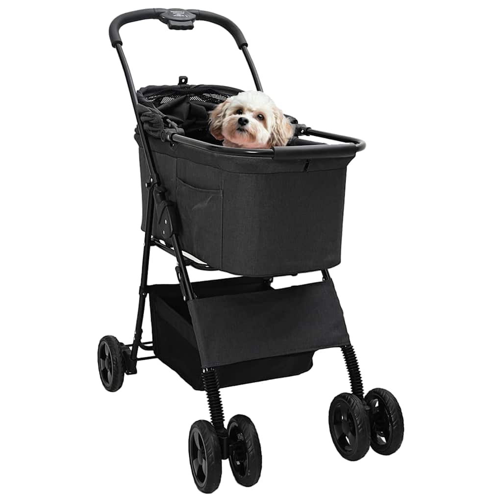 Carrinho de Pet Dobrável Ajustável Preto 81 x 47 x 99 cm