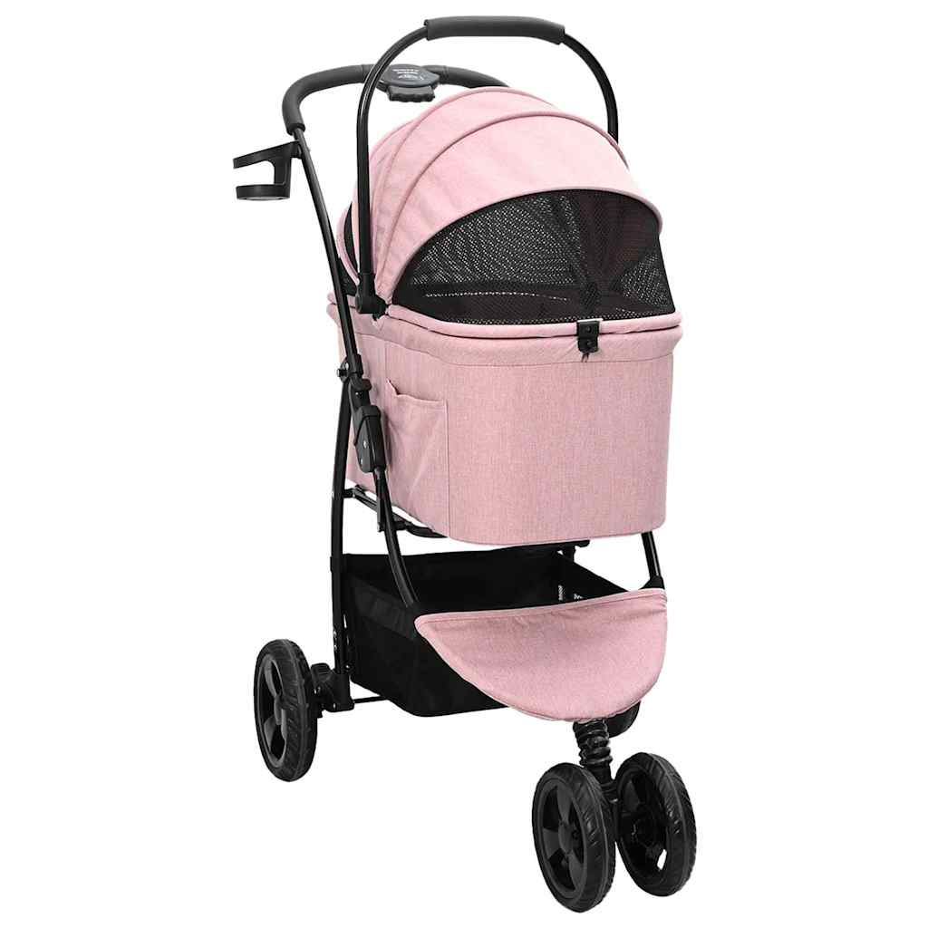 Carrinho de Pet Dobrável Ajustável Rosa 78 x 54 x 101 cm