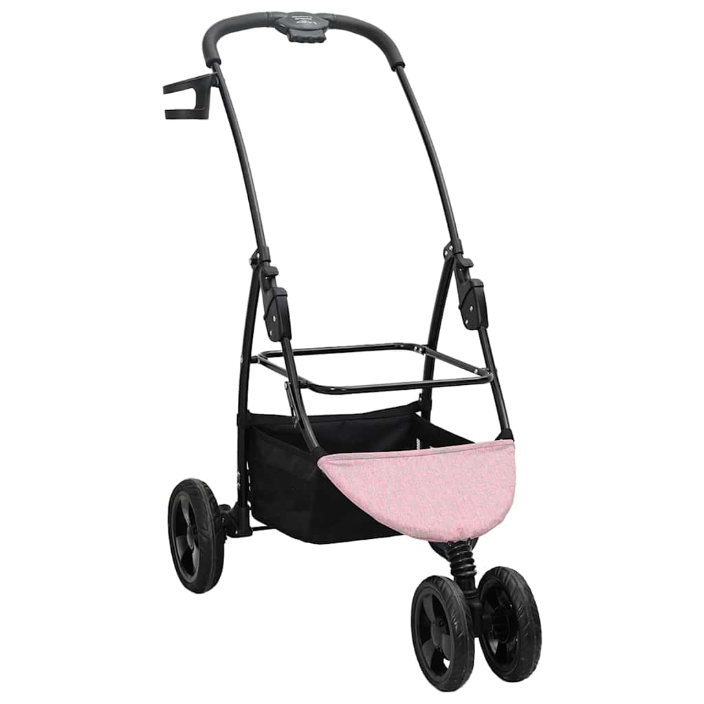 Carrinho de Pet Dobrável Ajustável Rosa 78 x 54 x 101 cm