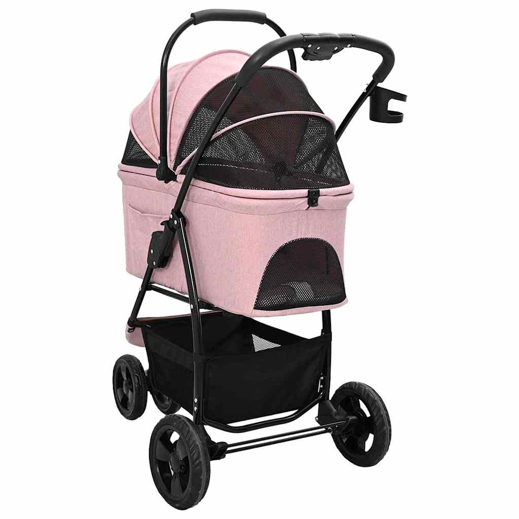 Carrinho de Pet Dobrável Ajustável Rosa 78 x 54 x 101 cm