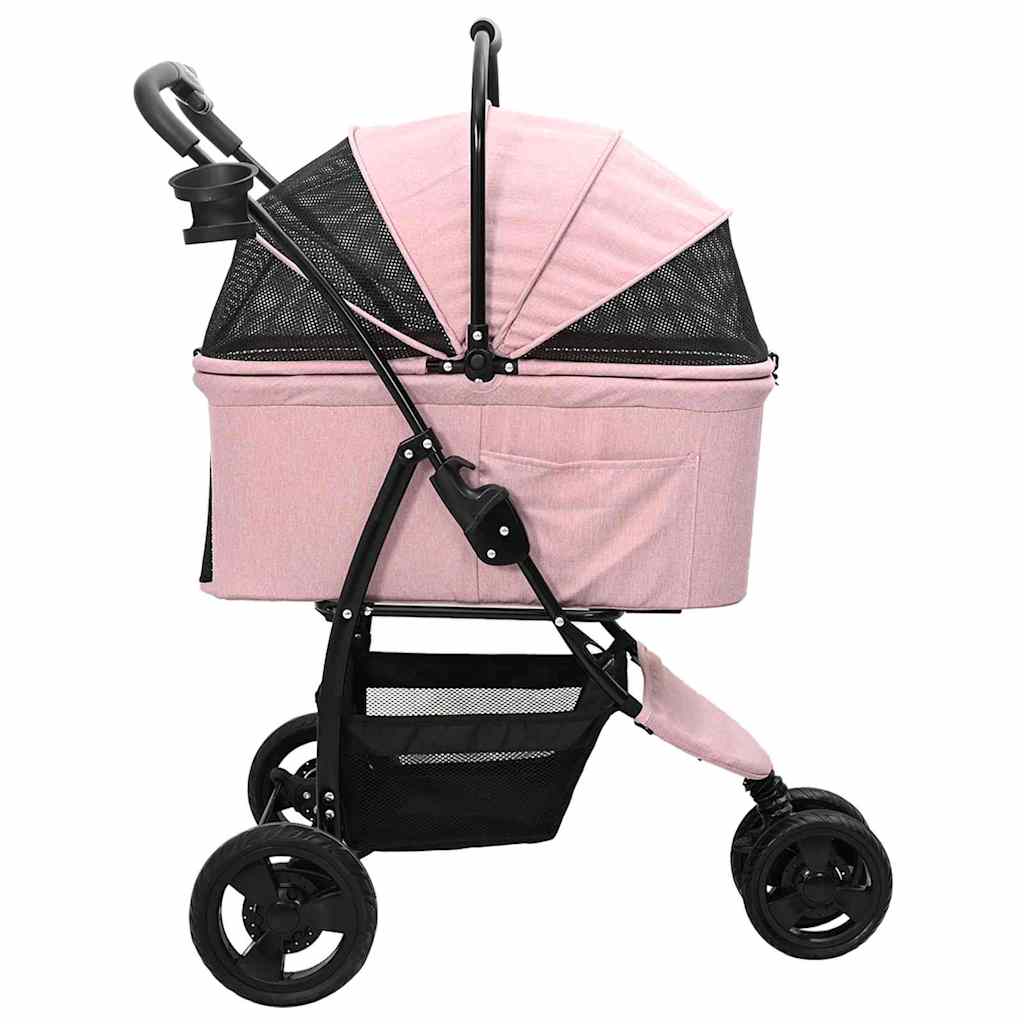 Carrinho de Pet Dobrável Ajustável Rosa 78 x 54 x 101 cm