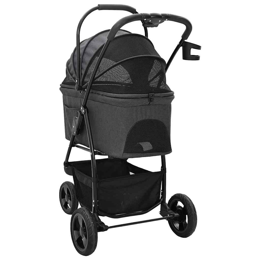 Carrinho de Pet Dobrável Ajustável Preto 78 x 54 x 101 cm