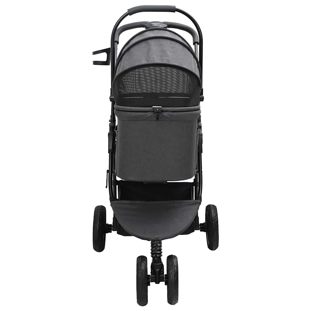 Carrinho de Pet Dobrável Ajustável Preto 78 x 54 x 101 cm