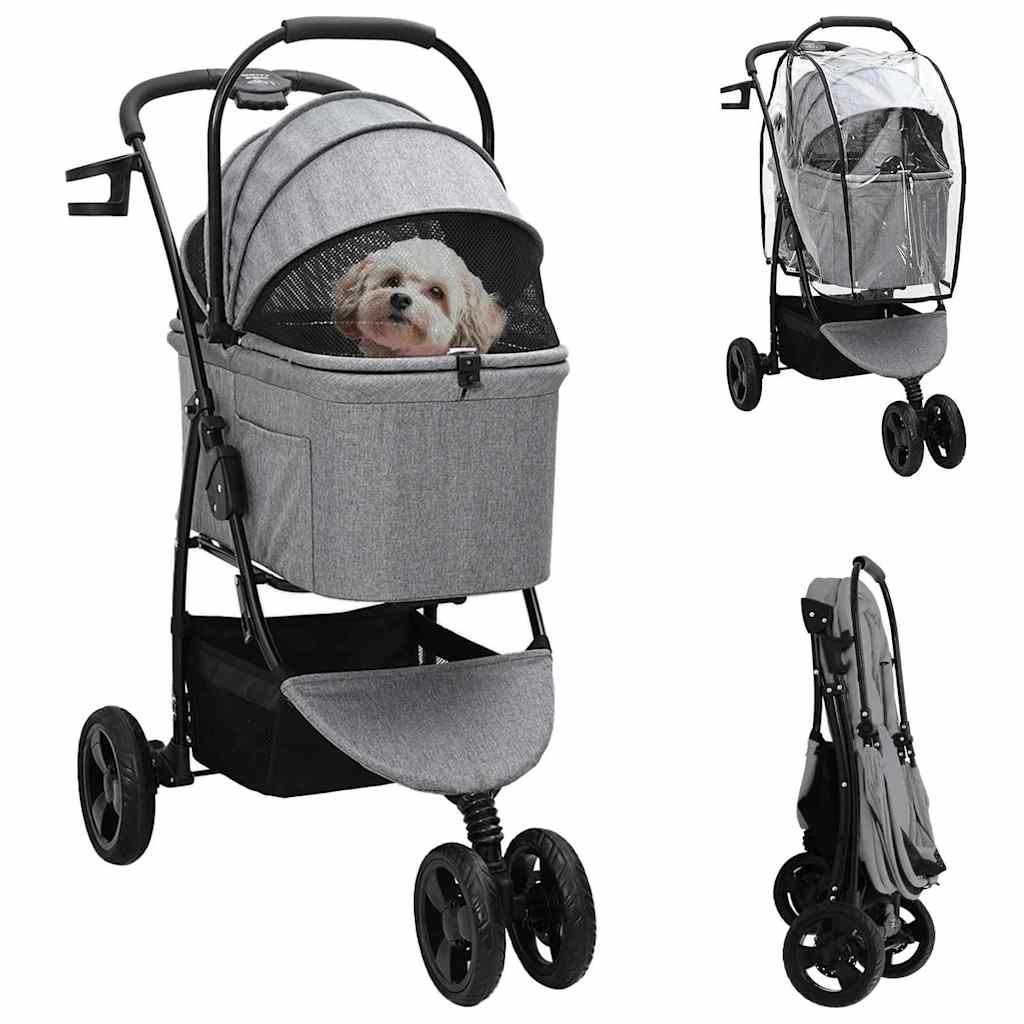 Carrinho de Pet Dobrável Ajustável Cinzeto 78 x 54 x 101 cm