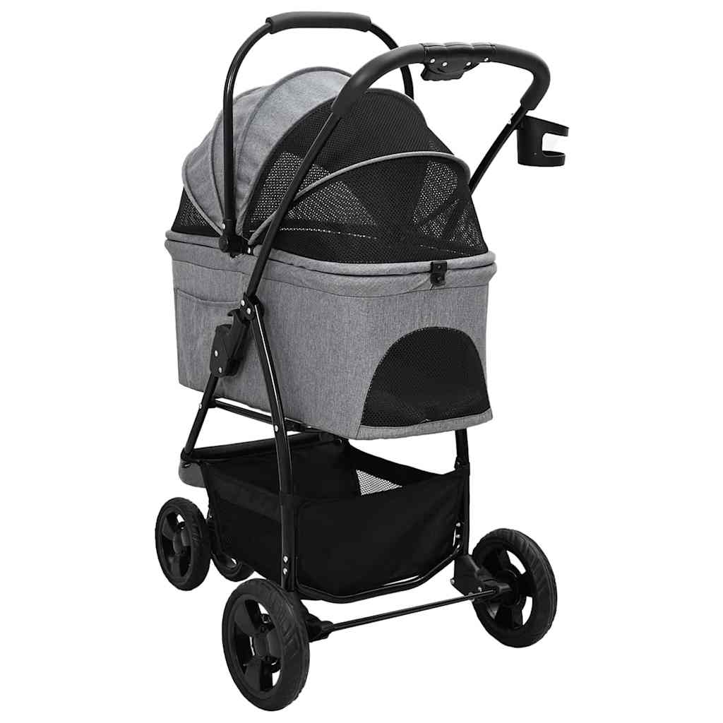 Carrinho de Pet Dobrável Ajustável Cinzeto 78 x 54 x 101 cm