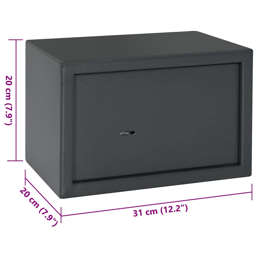 Cofre com bloqueio Cinza escuro RAL7016 20 x 31 x 20 cm Aço