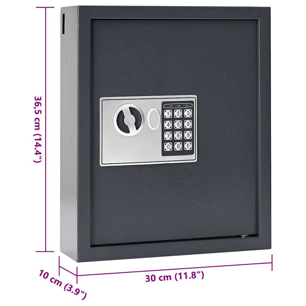 Cofre Digital com bloqueio Cinzeto 30 x 10 x 36.5 cm Aço