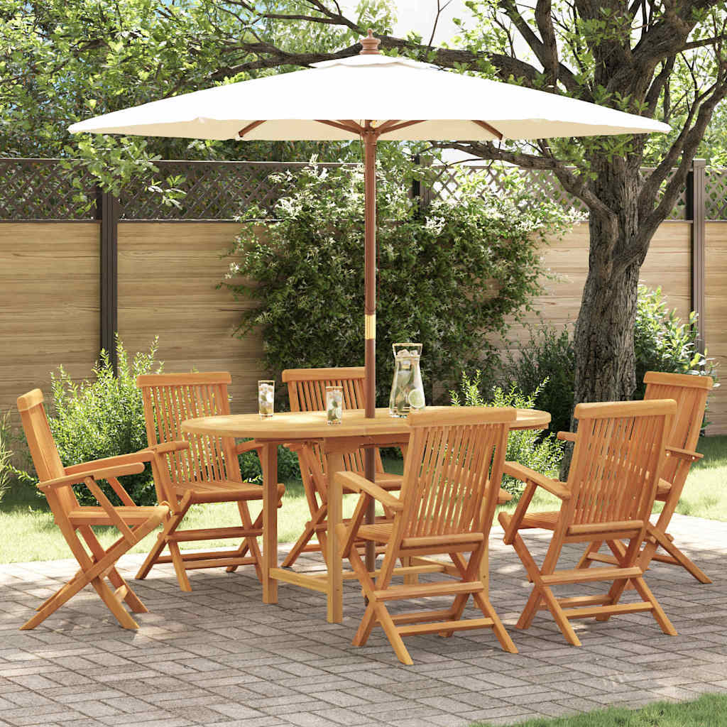 Conjunto de Jantar para Jardim 7 pcs Castanho 160 x 80 x 75 cm