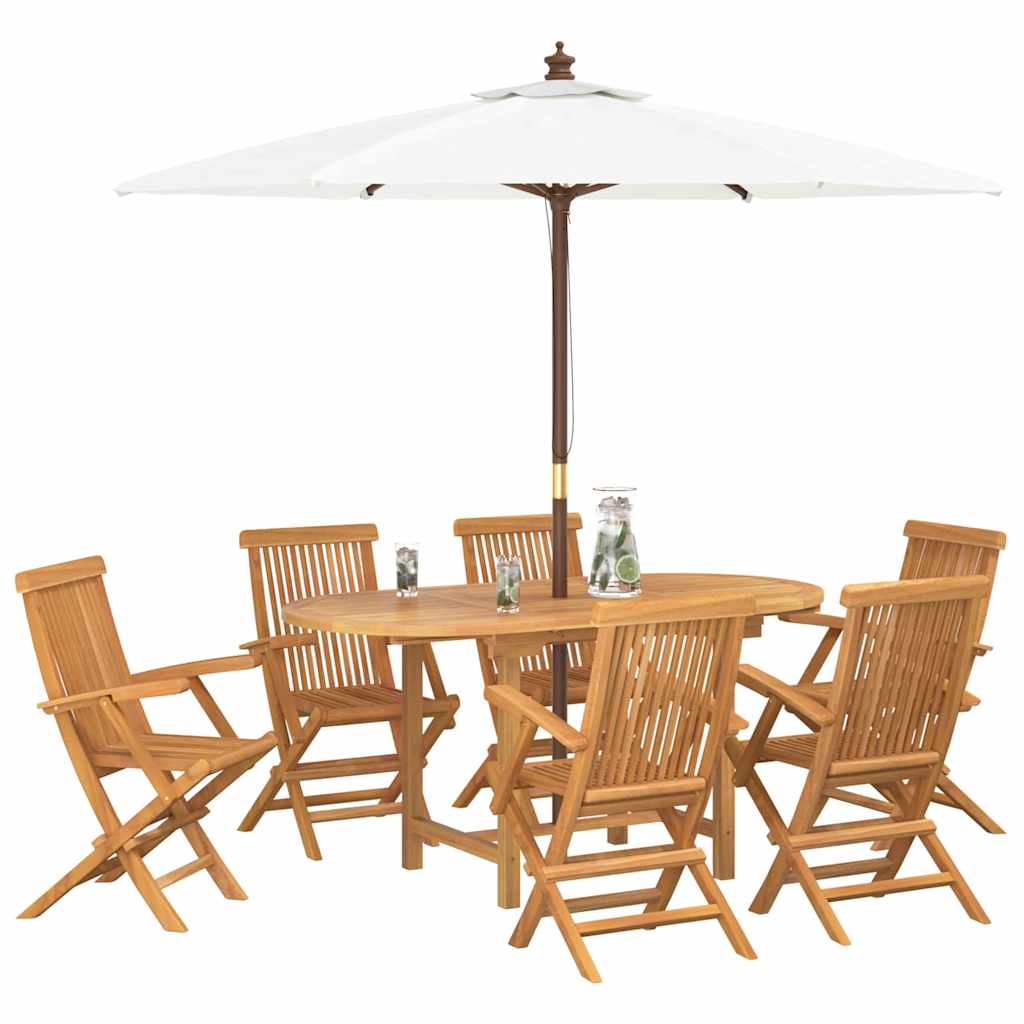 Conjunto de Jantar para Jardim 7 pcs Castanho 160 x 80 x 75 cm
