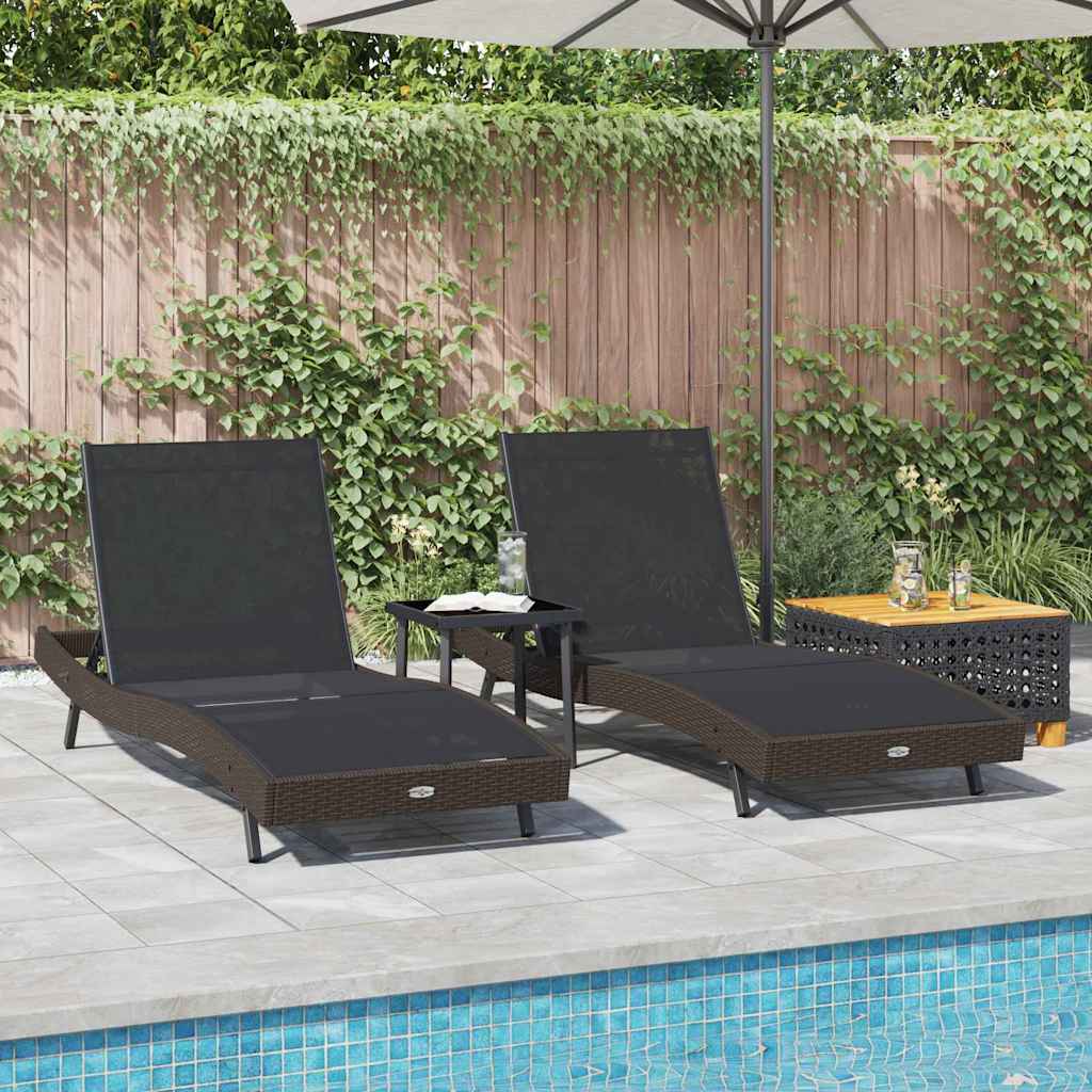 Espreguiçadeiras 3 pcs Castanho 40 x 40 x 40,5 cm vime PE