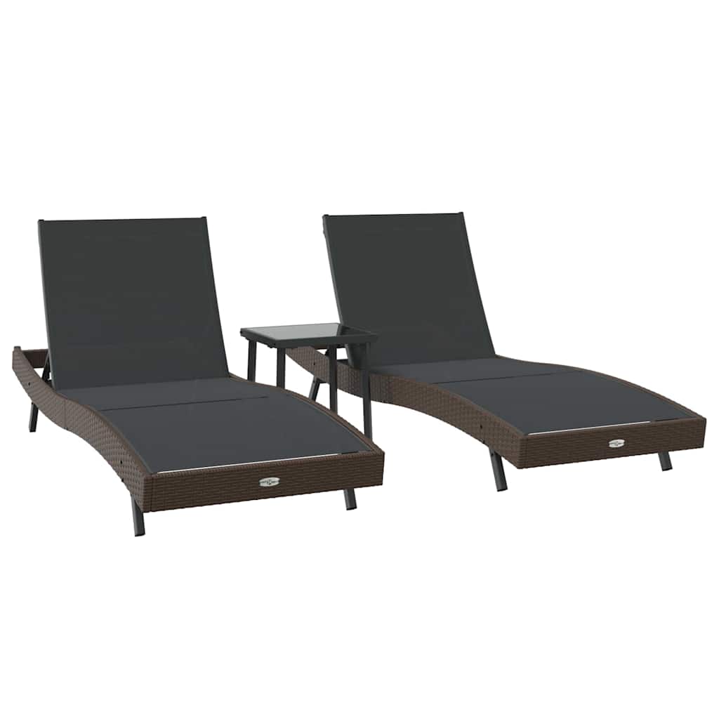 Espreguiçadeiras 3 pcs Castanho 40 x 40 x 40,5 cm vime PE
