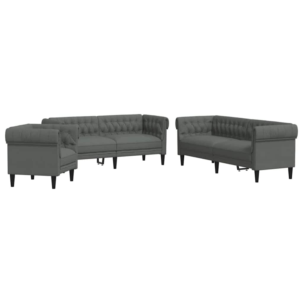 Conjunto de Sofás Cinzento escuro tecido