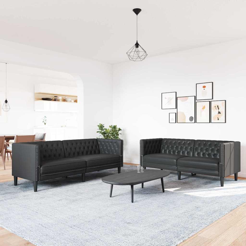 Conjunto de Sofás 2 pcs Preto 194 x 74,5 x 70,5 cm
