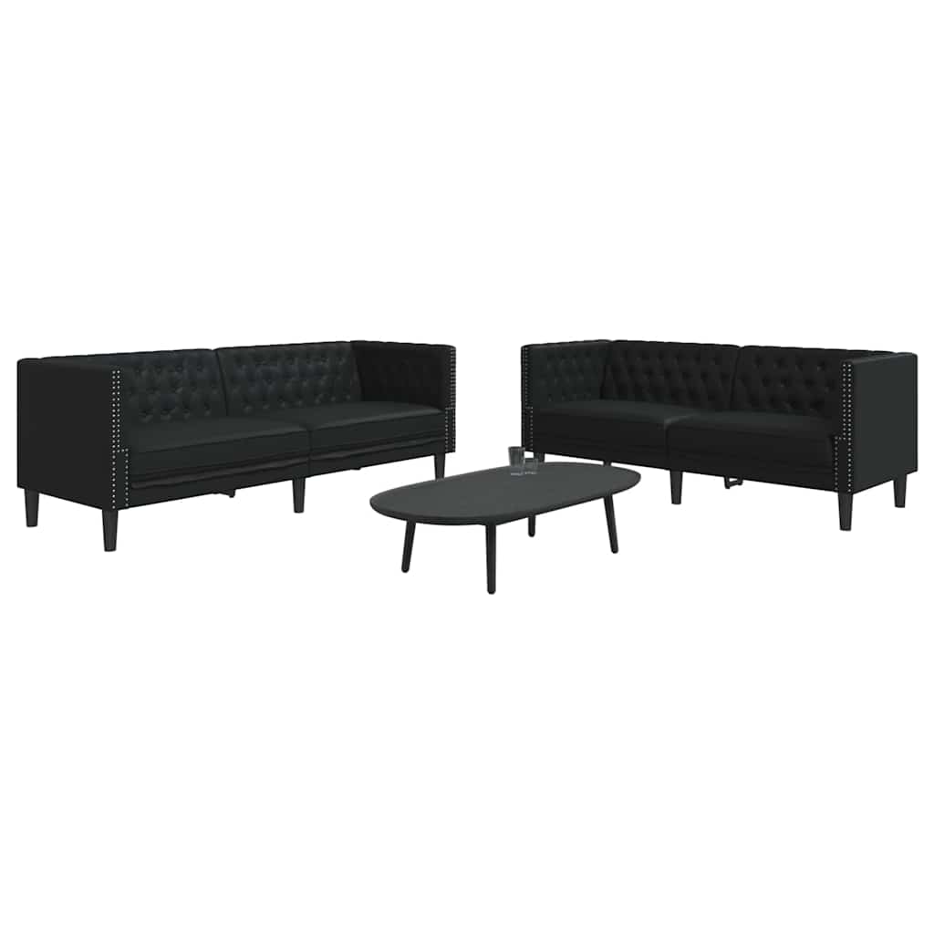 Conjunto de Sofás 2 pcs Preto 194 x 74,5 x 70,5 cm