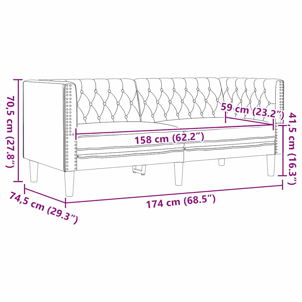 Conjunto de Sofás 3 pcs Preto 194 x 74,5 x 70,5 cm
