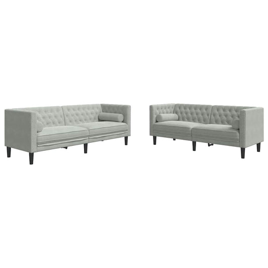 Sofá de Sala de Estar 2 pcs Cinzento-claro 194 x 74,5 x 70,5 cm