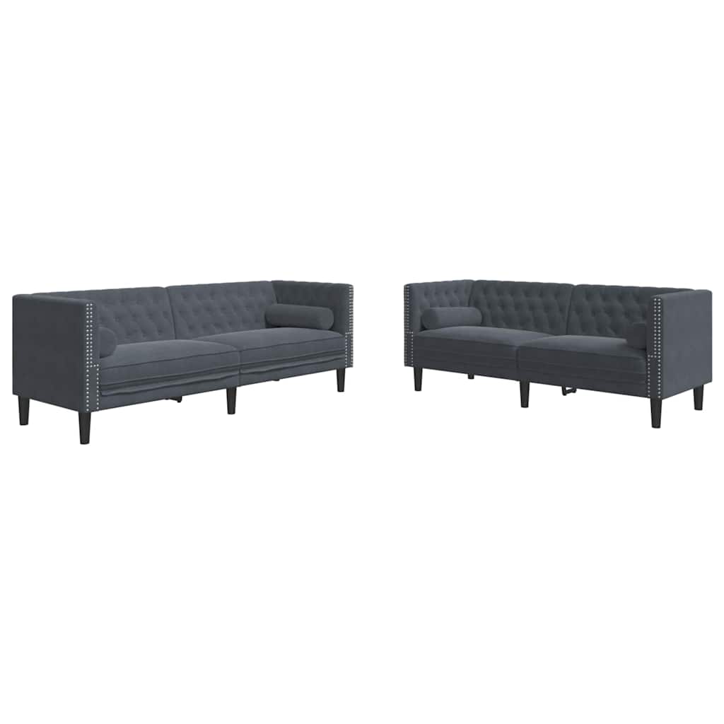 Conjunto de Sofás Cinzento escuro Veludo