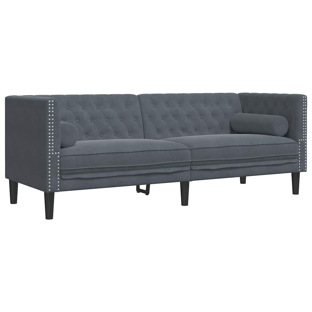 Conjunto de Sofás Cinzento escuro Veludo