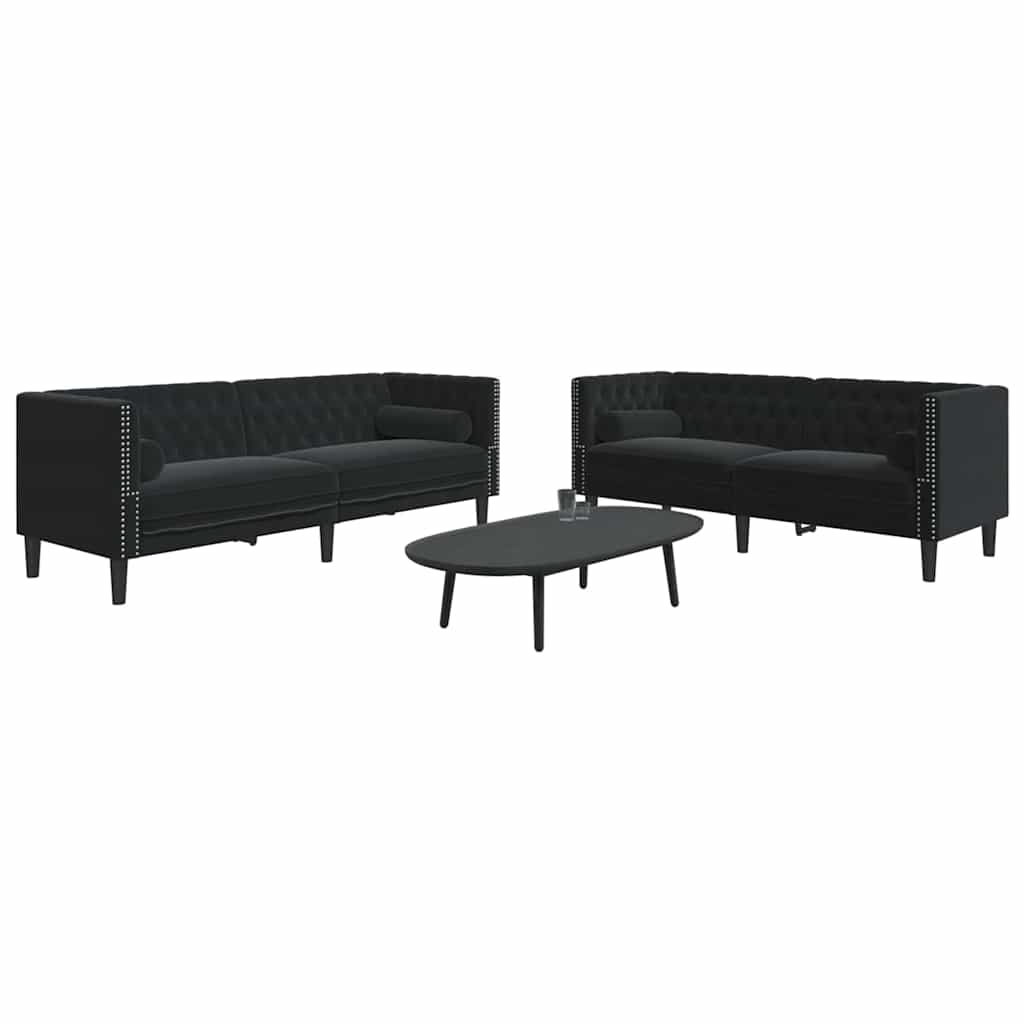 Conjunto de Sofás Preto Veludo