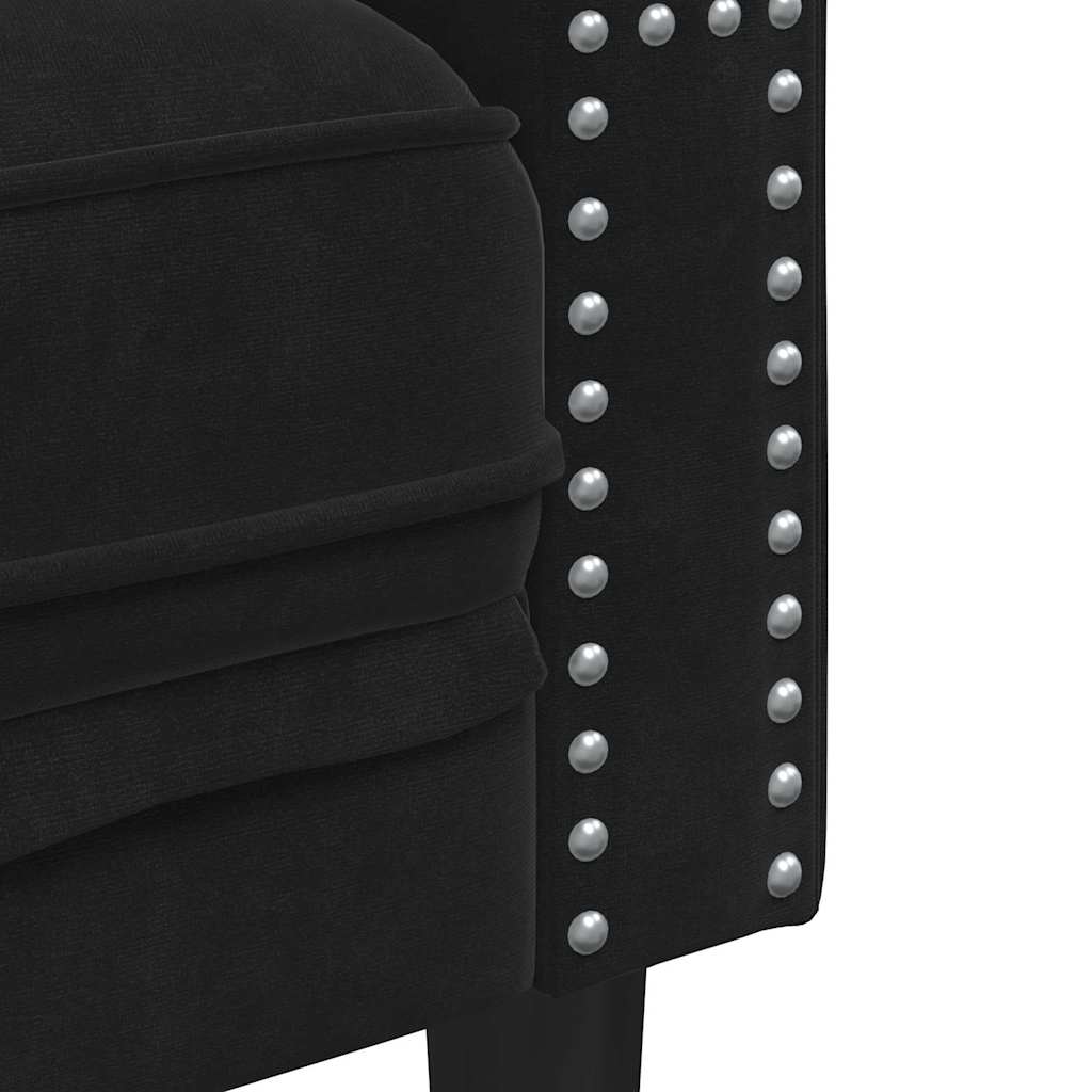 Conjunto de Sofás Preto Veludo