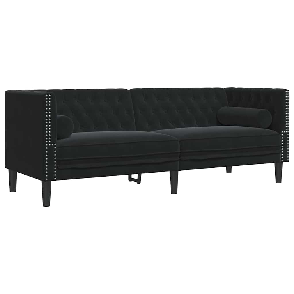 Conjunto de Sofás Preto Veludo