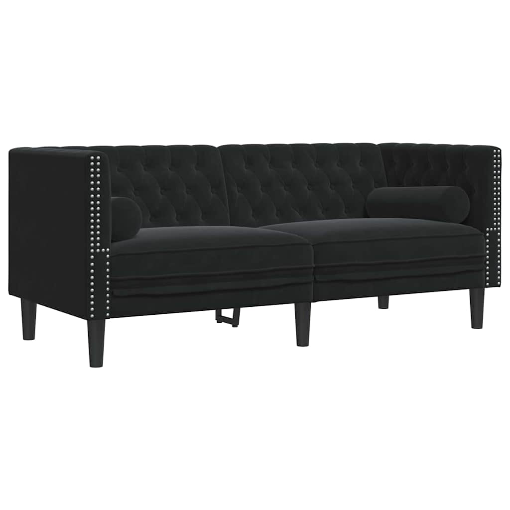 Conjunto de Sofás Preto Veludo