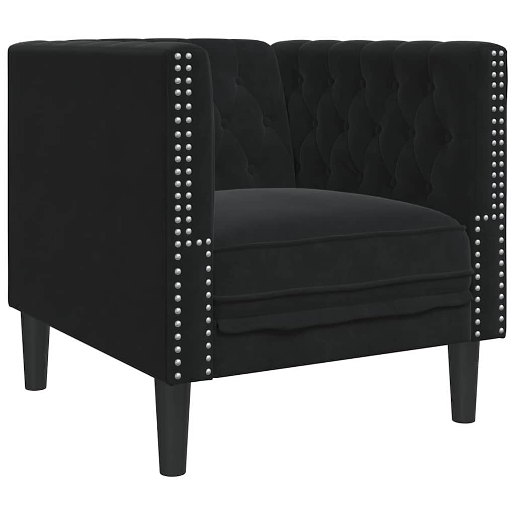 Conjunto de Sofás Preto Veludo