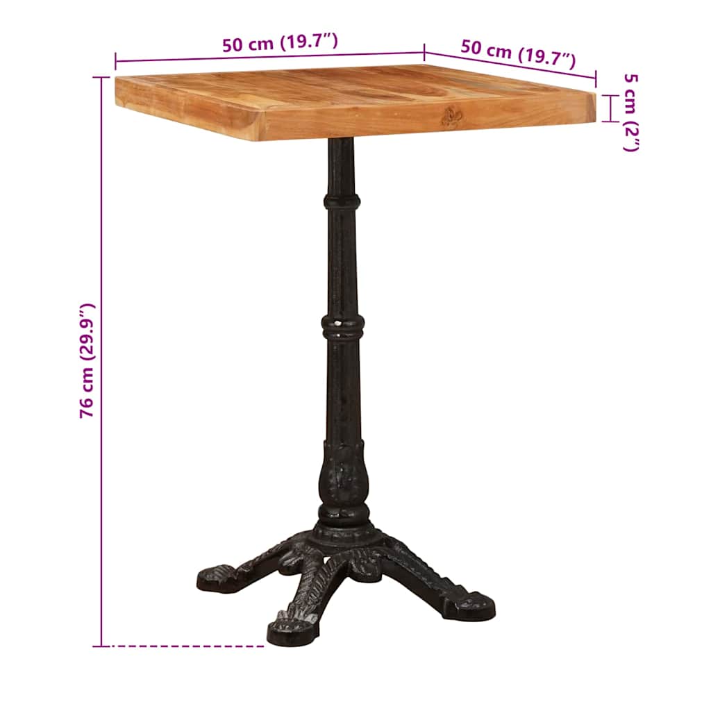 Mesa bistro Castanho 50 x 50 x 76 cm Madeira de acácia maciça