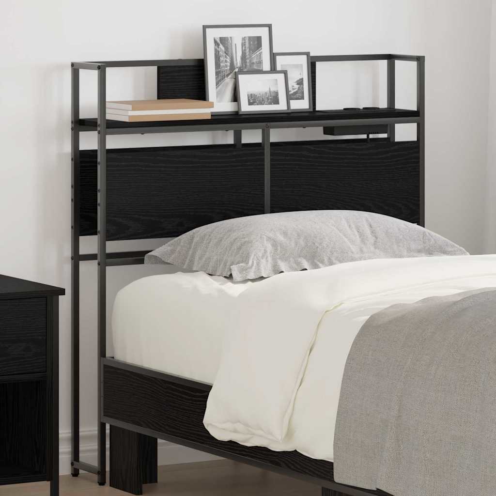 Cabeceira de armazenamento com prateleira Carvalho preto 75 cm