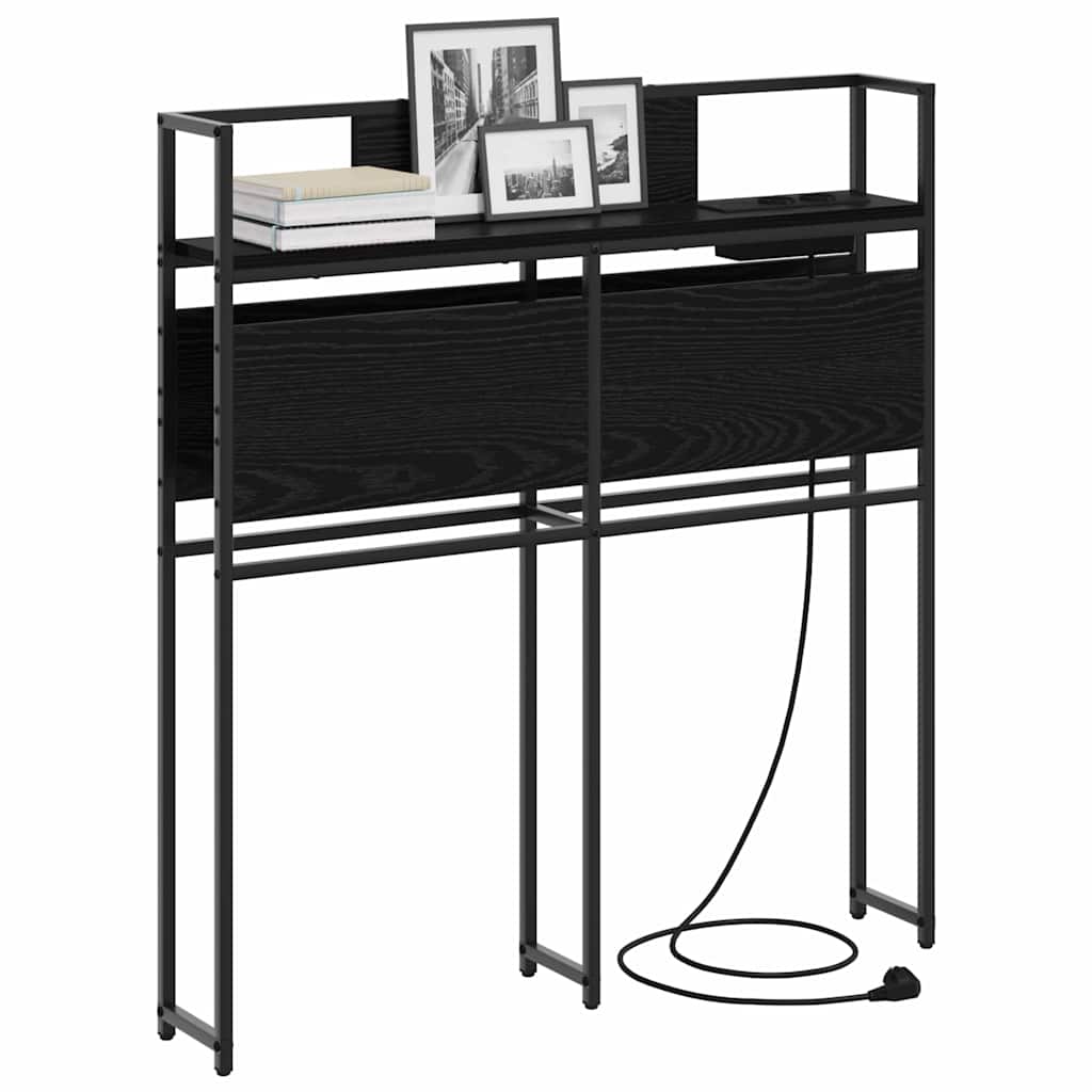 Cabeceira de armazenamento com prateleira Carvalho preto 80 cm