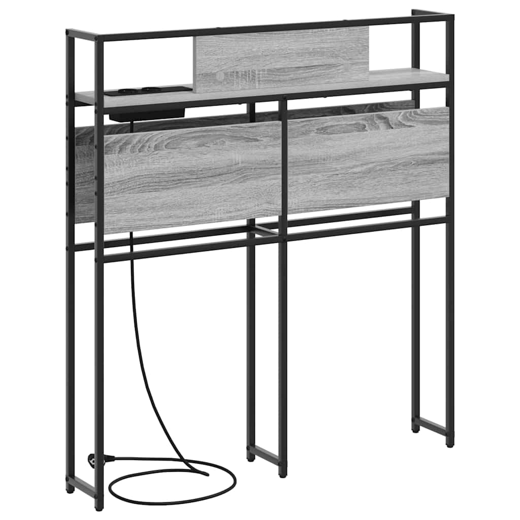 Cabeceira de armazenamento com prateleira Sonoma cinzento 80 cm
