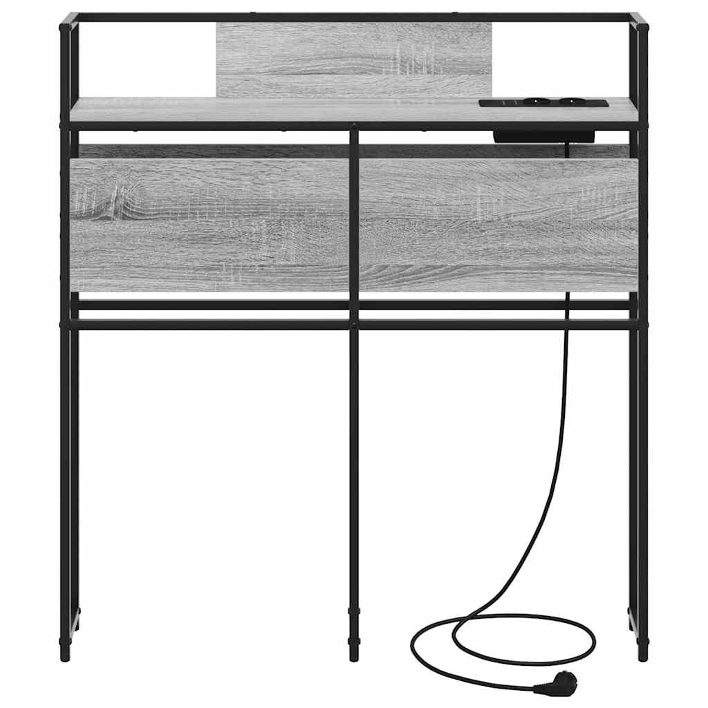 Cabeceira de armazenamento com prateleira Sonoma cinzento 90 cm