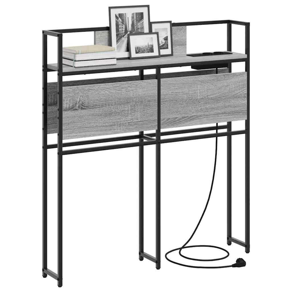 Cabeceira de armazenamento com prateleira Sonoma cinzento 90 cm
