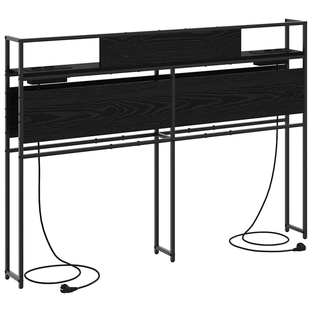 Cabeceira de armazenamento com prateleira Carvalho preto 150 cm